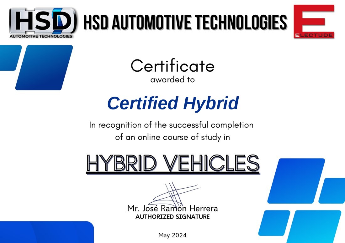 HSD Automotive Technologies — Hybrid Vehicles certificate