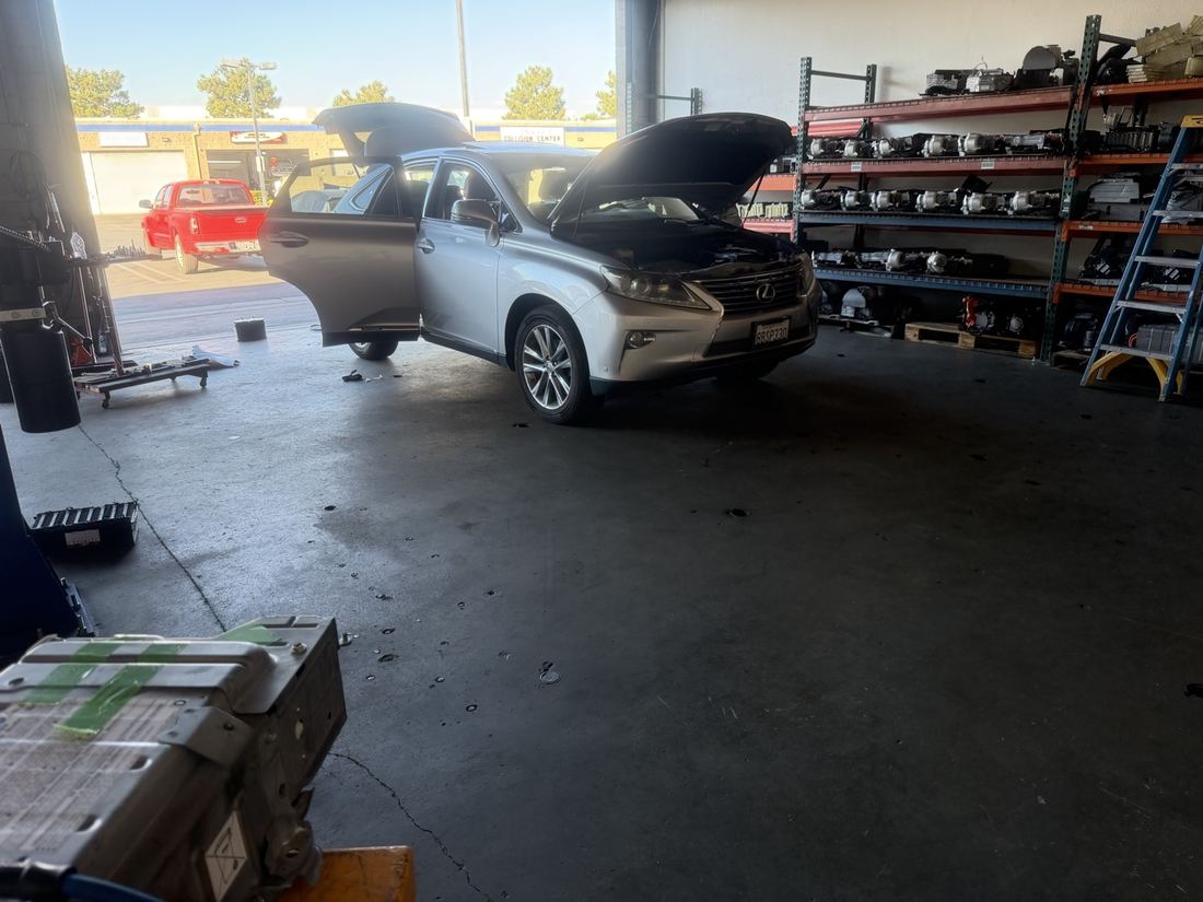 Lexus RX hybrid in the shop for service